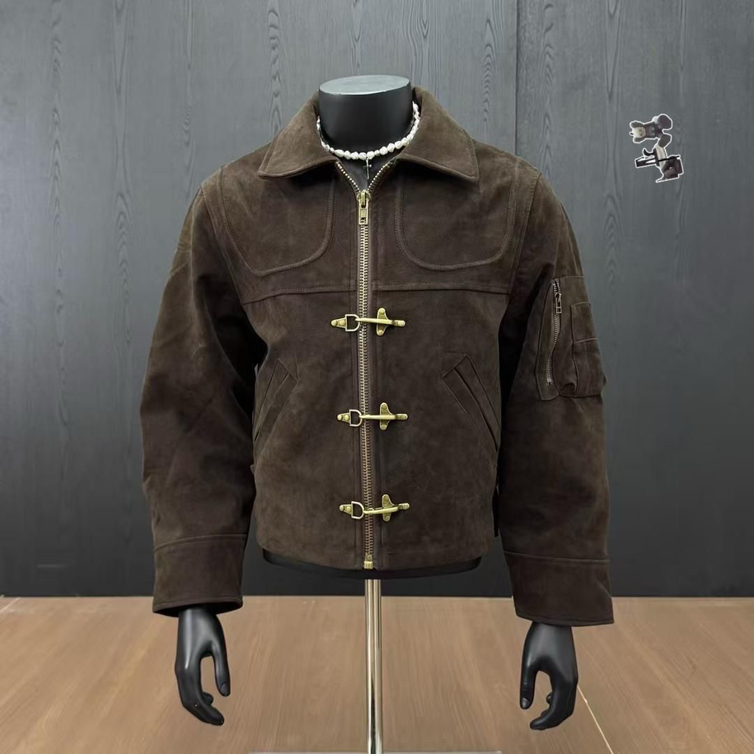 suede fireman clasp jacket