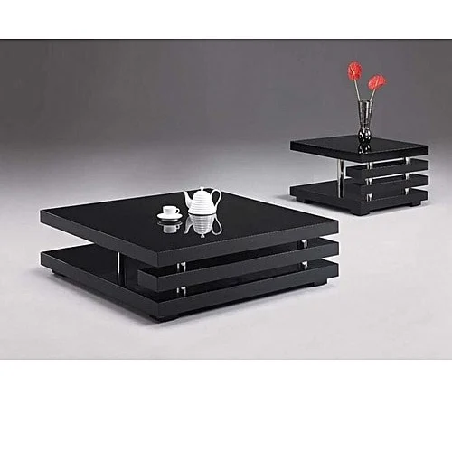Center Table With Free Two Side Stool - Black