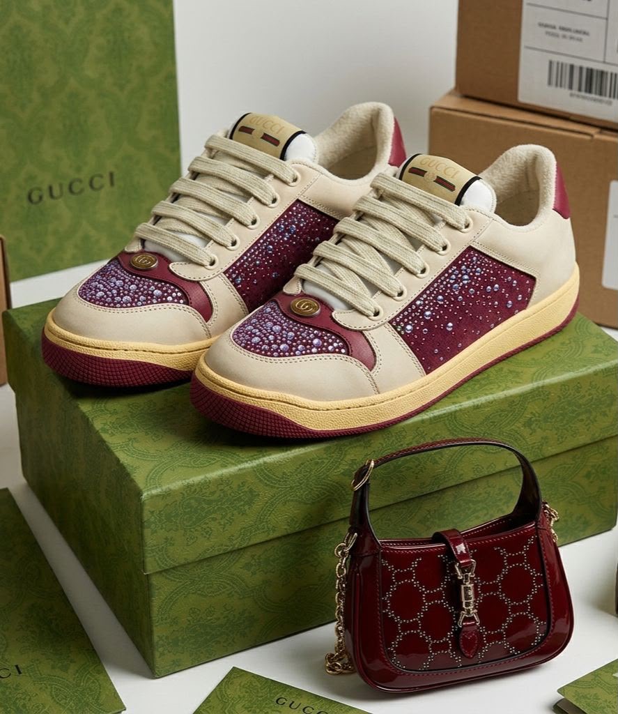 Gucci Crystal Screener Sneakers 