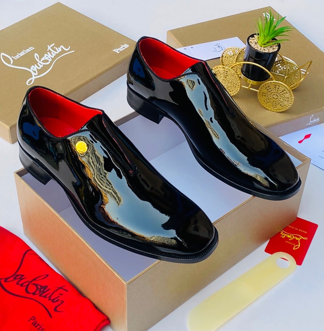 Christian Louboutin patent leather dress shoes