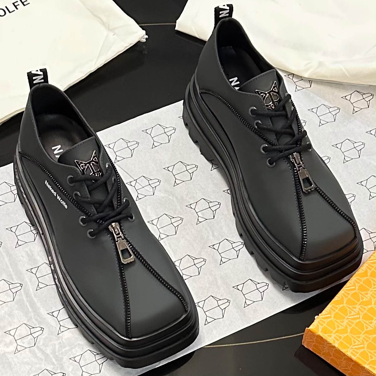 Naked Wolfe black leather shoes
