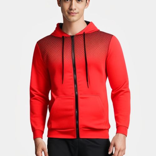 Berrykey Men's Trendy Zipper Lightweight Windbreaker Varsity Jackets Casual Coat - Red