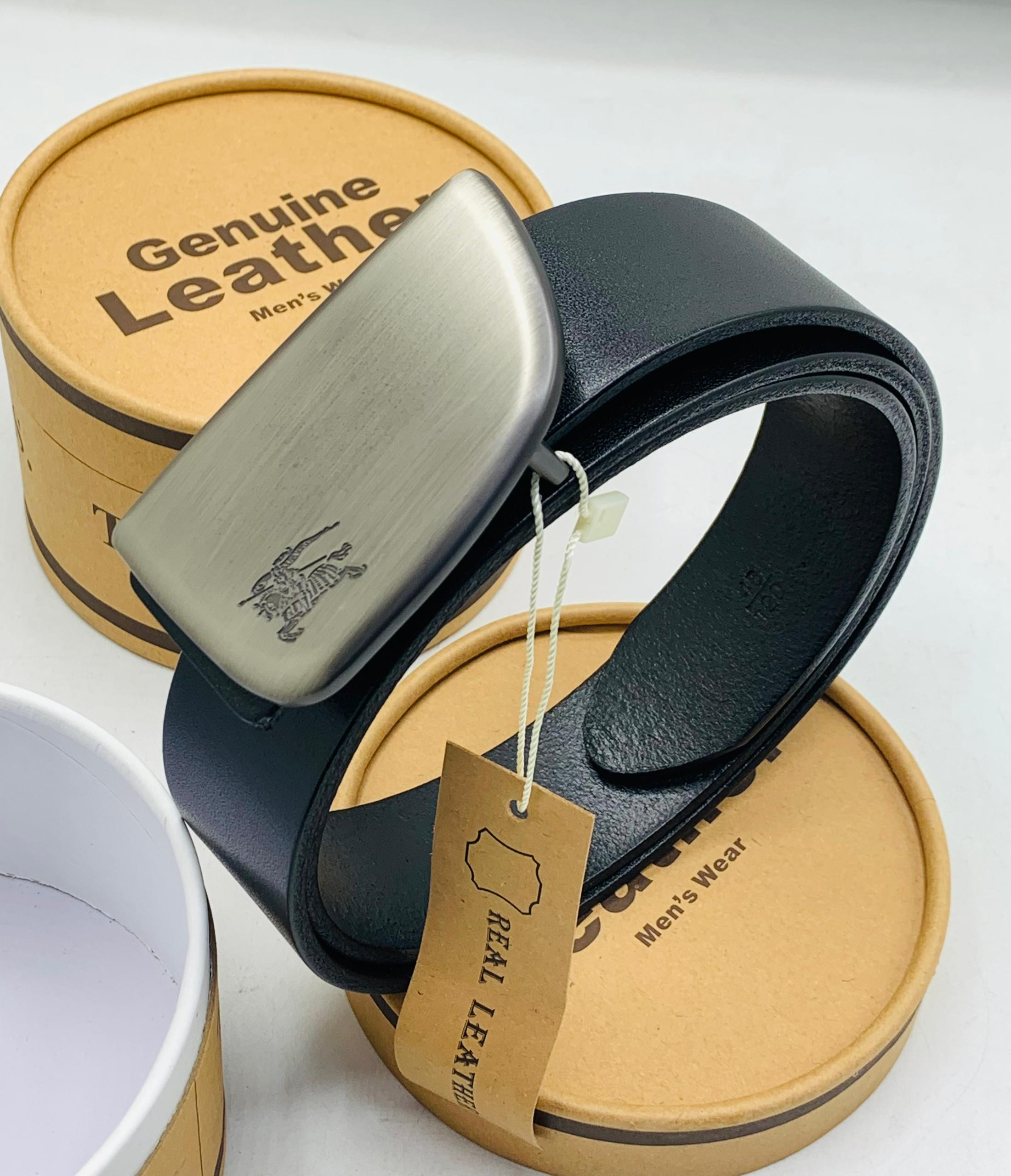 Black Burberry Shield leather belt